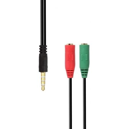 Adaptador Aisens A128 - 0354/ Jack 3.5 Macho - 2x Jack 3.5 Hembra/ 20cm/ Negro - Tiensol