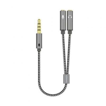 Adaptador Aisens A128 - 0415/ Jack 3.5 Macho - 2x Jack 3.5 Hembra/ 25cm/ Gris - Tiensol