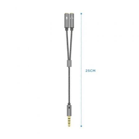 Adaptador Aisens A128 - 0415/ Jack 3.5 Macho - 2x Jack 3.5 Hembra/ 25cm/ Gris - Tiensol