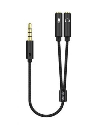 Adaptador Aisens A128 - 0416/ Jack 3.5 Macho - 2x Jack 3.5 Hembra/ 25cm/ Negro - Tiensol