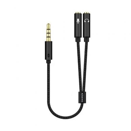 Adaptador Aisens A128 - 0416/ Jack 3.5 Macho - 2x Jack 3.5 Hembra/ 25cm/ Negro - Tiensol