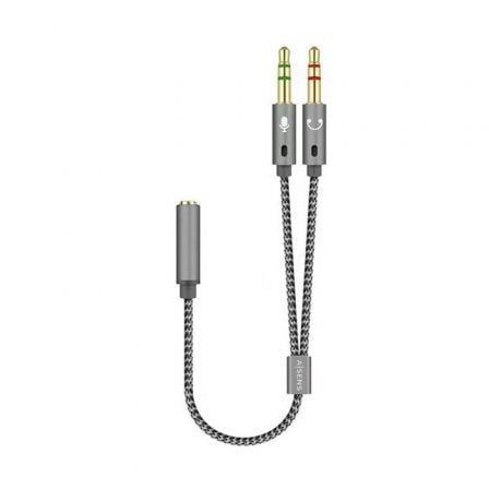 Adaptador Aisens A128 - 0417/ Jack 3.5 Hembra - 2x Jack 3.5 Macho/ 25cm/ Gris - Tiensol