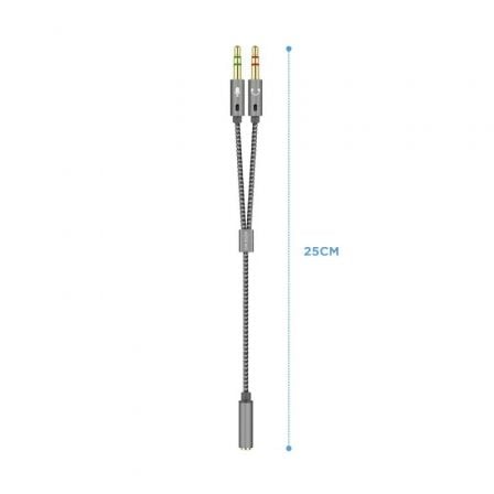 Adaptador Aisens A128 - 0417/ Jack 3.5 Hembra - 2x Jack 3.5 Macho/ 25cm/ Gris - Tiensol