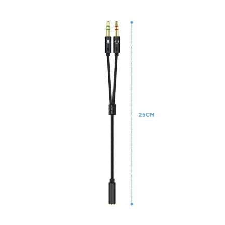 Adaptador Aisens A128 - 0418/ Jack 3.5 Hembra - 2x Jack 3.5 Macho/ 25cm/ Negro - Tiensol