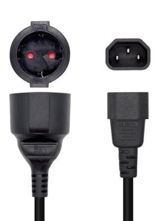 Adaptador Alimentación Aisens A132 - 0467/ C14 Macho - CEE7 Hembra/ 25cm/ Negro - Tiensol