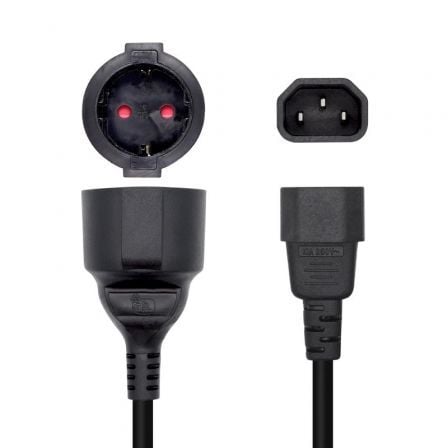 Adaptador Alimentación Aisens A132 - 0467/ C14 Macho - CEE7 Hembra/ 25cm/ Negro - Tiensol