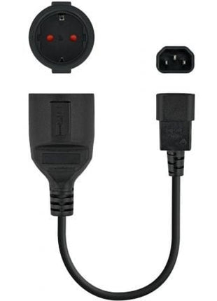 Adaptador Alimentación Nanocable 10.22.0902/ C14 Macho - CEE7 Hembra/ 50cm/ Negro - Tiensol