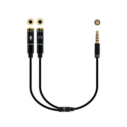 Adaptador Audio Nanocable 10.24.1202/ Jack 3.5 Macho - 2x Jack 3.5 Hembra/ 30cm/ Negro - Tiensol