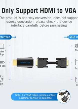 Adaptador Conversor Vention AIDB0/ HDMI Macho a VGA Hembra/ Audio Jack 3.5mm - Tiensol