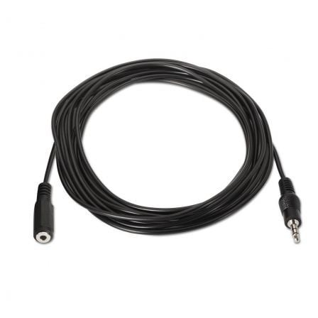 Adaptador Estéreo Aisens A128 - 0145/ Jack 3.5 Macho - Jack 3.5 Hembra/ Hasta 0.1W/ 1.5m/ Negro - Tiensol