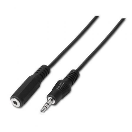 Adaptador Estéreo Aisens A128 - 0145/ Jack 3.5 Macho - Jack 3.5 Hembra/ Hasta 0.1W/ 1.5m/ Negro - Tiensol