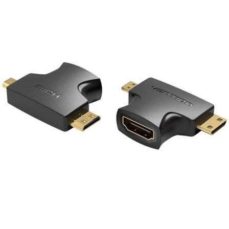 Adaptador HDMI 2 en 1 Vention AGFB0/ HDMI Hembra - Micro HDMI Macho - Mini HDMI Macho - Tiensol