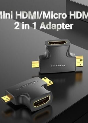 Adaptador HDMI 2 en 1 Vention AGFB0/ HDMI Hembra - Micro HDMI Macho - Mini HDMI Macho - Tiensol