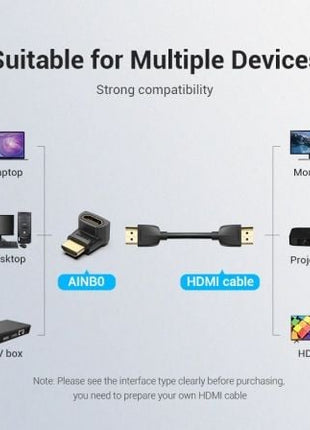 Adaptador HDMI 4K 270º Vention AINB0/ HDMI Macho - HDMI Hembra - Tiensol