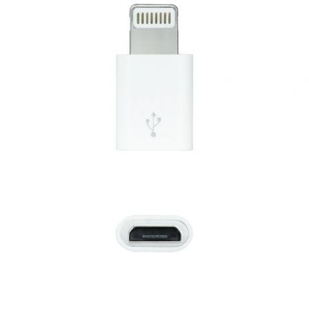 Adaptador Micro USB 2.0 Lightning Nanocable 10.10.4100/ Micro USB Hembra - Lightning Macho/ Blanco - Tiensol