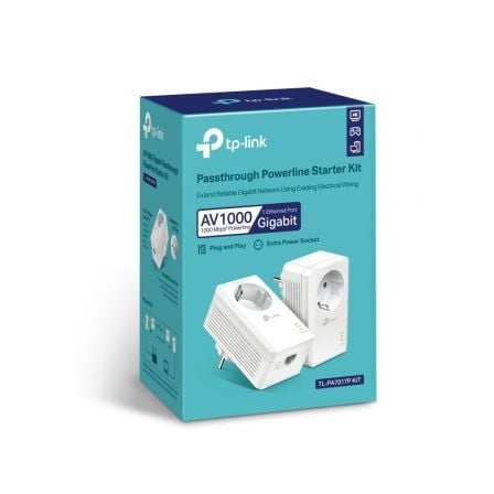 Adaptador Powerline TP - Link TL - PA7017P KIT AV1000 1000Mbps/ Alcance 300m/ Pack de 2 - Tiensol