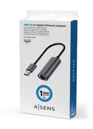 Adaptador USB 3.0 Aisens A106 - 0708/ USB Macho - RJ45 Hembra/ 15cm/ Gris - Tiensol