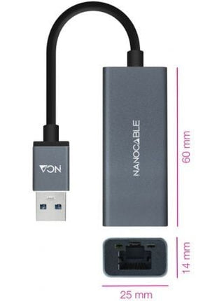 Adaptador USB 3.0 - RJ45 Nanocable 10.03.0405/ 1000Mbps - Tiensol