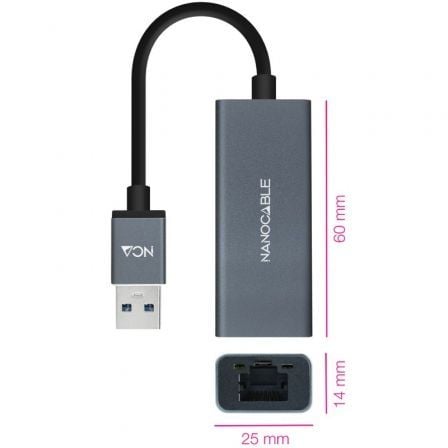 Adaptador USB 3.0 - RJ45 Nanocable 10.03.0405/ 1000Mbps - Tiensol