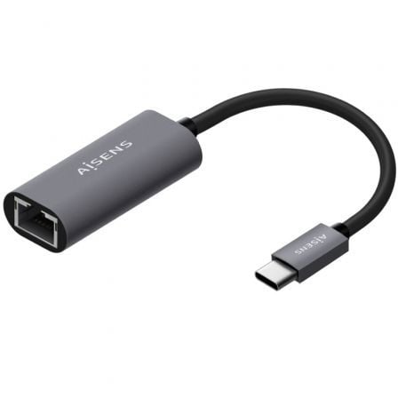 Adaptador USB Tipo - C Aisens A109 - 0709/ USB Tipo - C Macho - RJ45 Hembra/ 1000Mbps/ 15cm/ Gris - Tiensol