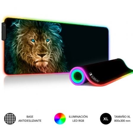 Alfombrilla Subblim SUBMP - 02RGB10 LED RGB Lion XL/ 800 x 300 x 4 mm - Tiensol