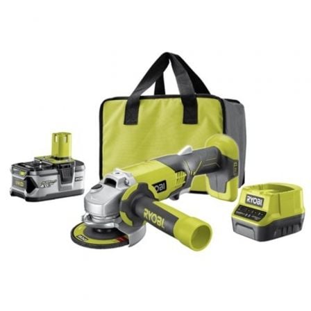 Amoladora Sin Cable Ryobi ONE+ R18AG - 140S/ 1 Batería 18V 4.0 Ah/ Cargador 2.0 A/ Bolsa de Transporte - Tiensol