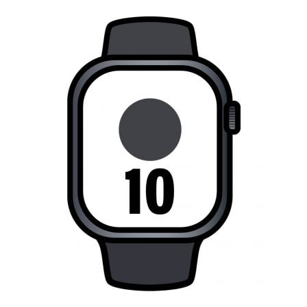 Apple Watch Series 10/ GPS/ 46mm/ Caja de Aluminio Negro Azabache / Correa Deportiva Negra M/L - Tiensol