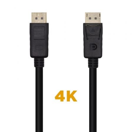 Cable DisplayPort 1.2 4K Aisens A124-0455/ DisplayPort Macho - DisplayPort Macho/ 1m/ Negro - Tiensol