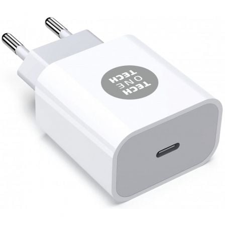 Cargador de Pared Tech One Tech TEC2263/ 1xUSB Tipo-C + Cable USB Tipo-C/ 3A/ Blanco - Tiensol