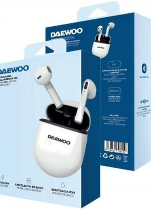 Auriculares Bluetooth Daewoo DW2006 con estuche de carga/ Autonomía 5h/ Blancos - Tiensol