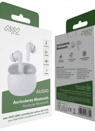 Auriculares Bluetooth Myway MWHPH0028 con estuche de carga/ Autonomía 6h/ Blancos - Tiensol