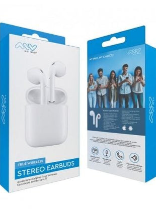 Auriculares Bluetooth Myway Wireless Touch MWHPH0030 con estuche de carga/ Autonomía 3h/ Blancos - Tiensol