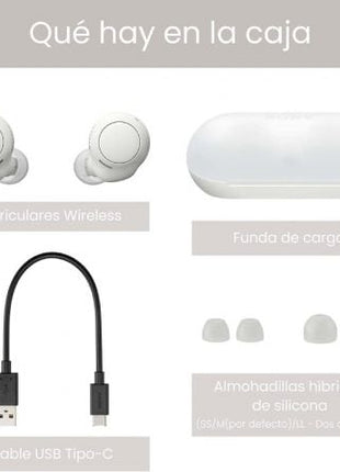 Auriculares Bluetooth Sony WF - C500 con estuche de carga/ Autonomía 5h/ Blancos - Tiensol