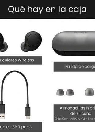 Auriculares Bluetooth Sony WF - C500 con estuche de carga/ Autonomía 5h/ Negros - Tiensol