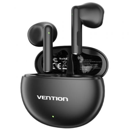 Auriculares Bluetooth Vention ELF 06 NBKB0 con estuche de carga/ Autonomía 6h/ Negros - Tiensol