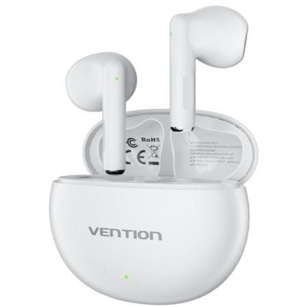 Auriculares Bluetooth Vention ELF 06 NBKW0 con estuche de carga/ Autonomía 6h/ Blancos - Tiensol