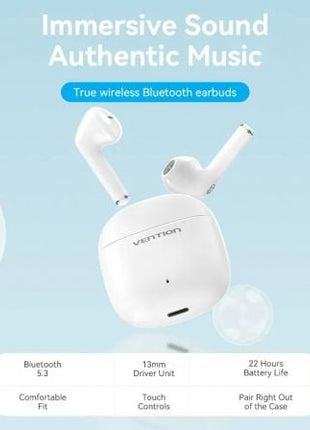 Auriculares Bluetooth Vention NBGW0 con estuche de carga/ Autonomía 7h/ Blancos - Tiensol