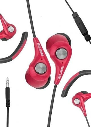 Auriculares Deportivos Elbe AU - 107 - MIC/ con Micrófono/ Jack 3.5/ Rojos y Negros - Tiensol