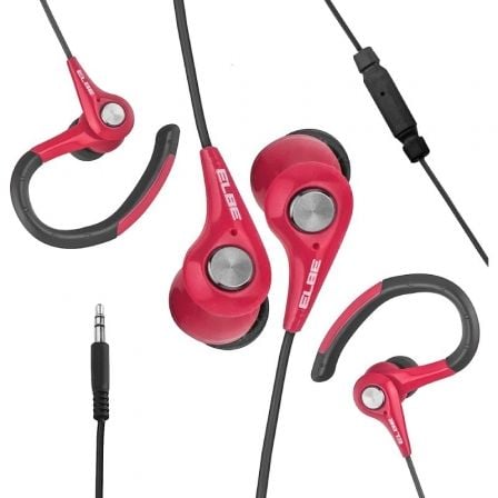 Auriculares Deportivos Elbe AU - 107 - MIC/ con Micrófono/ Jack 3.5/ Rojos y Negros - Tiensol