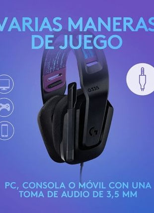 Auriculares Gaming con Micrófono Logitech G335/ Jack 3.5/ Negros - Tiensol