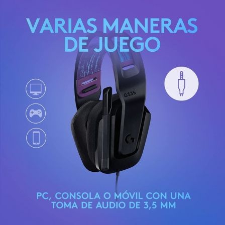 Auriculares Gaming con Micrófono Logitech G335/ Jack 3.5/ Negros - Tiensol