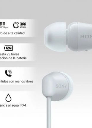 Auriculares Inalámbrico Intrauditivos Sony WI - C100/ con Micrófono/ Bluetooth/ Blancos - Tiensol