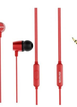 Auriculares Intrauditivos Aiwa ESTM - 30RD/ con Micrófono/ Jack 3.5/ Rojos - Tiensol