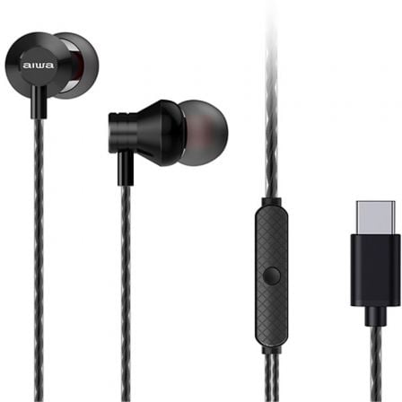 Auriculares Intrauditivos Aiwa ESTM - 50USB - C/BK/ con Micrófono/ USB Tipo - C/ Negros - Tiensol