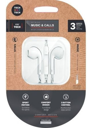 Auriculares Intrauditivos Tech One Tech earTECH TEC1001/ con Micrófono/ Jack 3.5/ Blancos - Tiensol