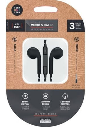 Auriculares Intrauditivos Tech One Tech earTECH TEC1002/ con Micrófono/ Jack 3.5/ Negros - Tiensol