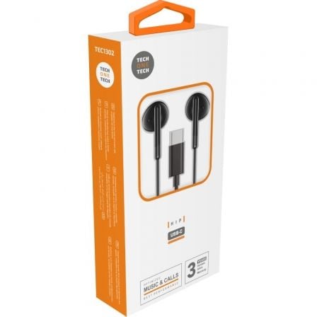 Auriculares Intrauditivos Tech One Tech earTECH TEC1302/ con Micrófono/ USB Tipo - C/ Negros - Tiensol