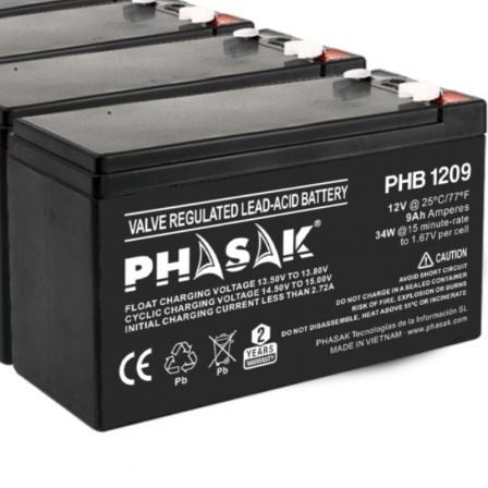 Batería Phasak PHB 1209 compatible con SAI/UPS PHASAK según especificaciones - Tiensol