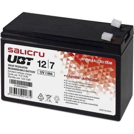 Batería Salicru UBT 12/7 V2 compatible con SAI Salicru según especificaciones - Tiensol