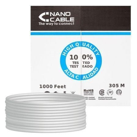 Bobina de Cable RJ45 FTP Nanocable 10.20.0704 Cat.5e/ 305m/ Gris - Tiensol